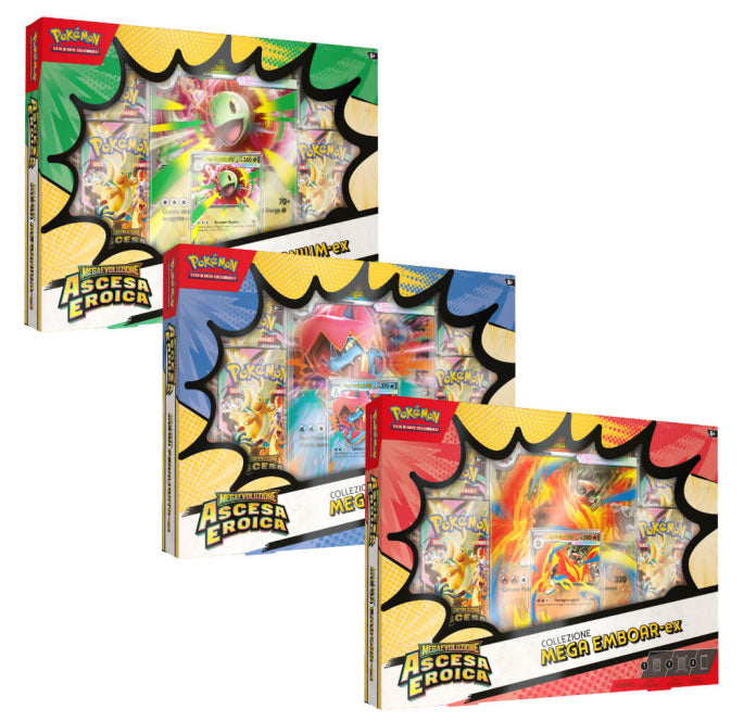 Pokémon MEGA-Evoluzioni Ascesa Eroica Emboar - Feraligatr - Meganium